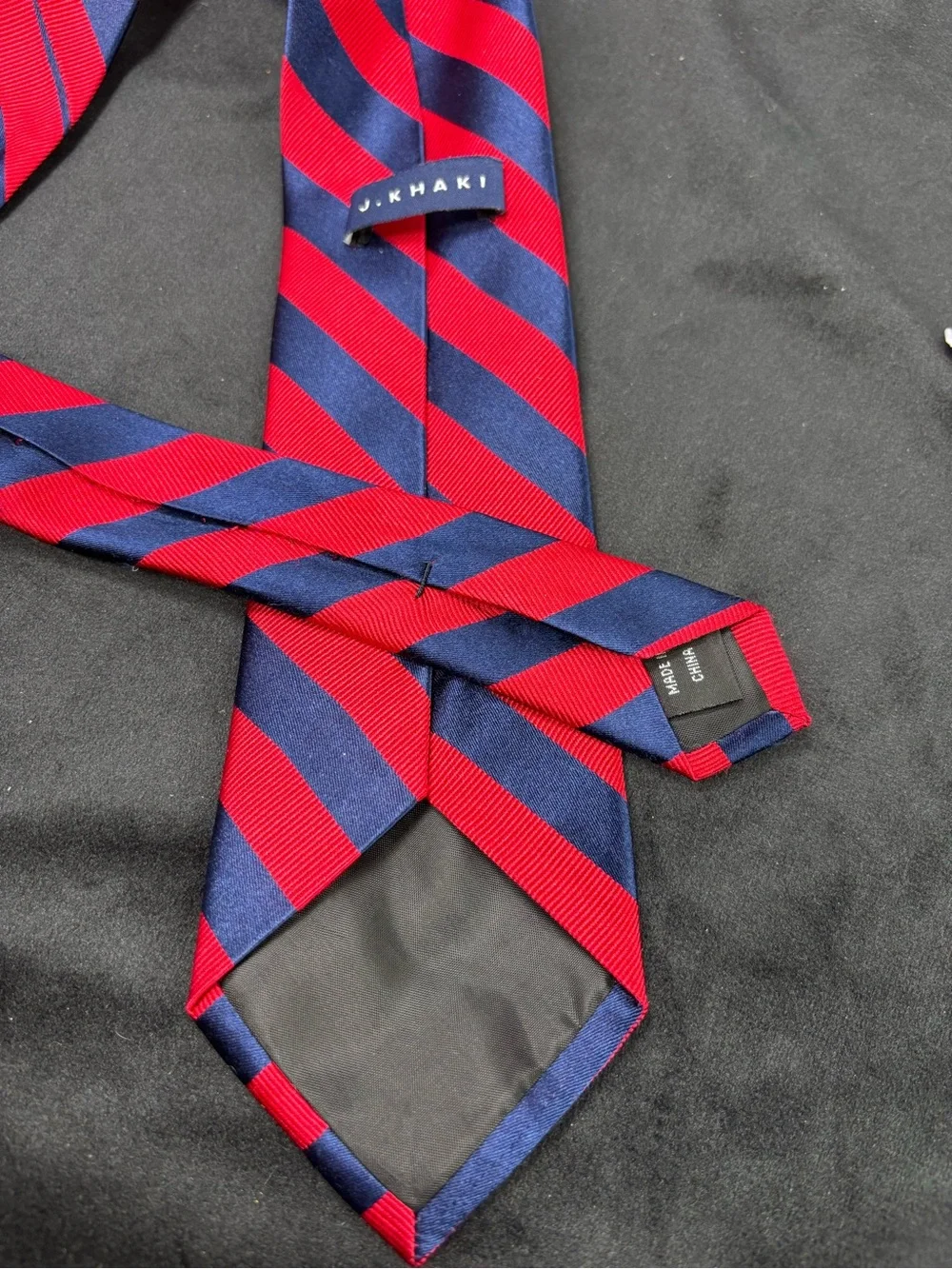 J. Khaki Men’s Silk Stripe Tie – Red & Navy Classic Prep Necktie